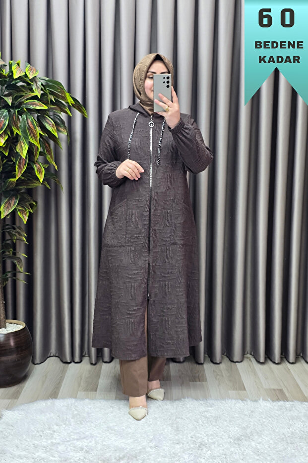 Women's Clothing Plus Size Embossed Printed Hooded Bag Cap with Pockets