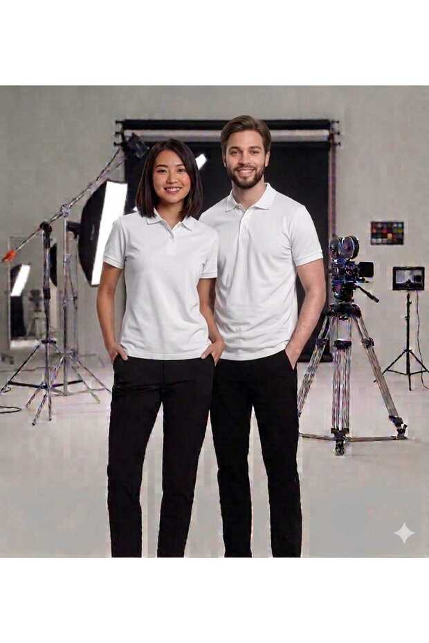 Unisex 2-Pack Slim Fit Cotton Breathable Fabric Non-Fraying Collar Polo Neck T-Shirt