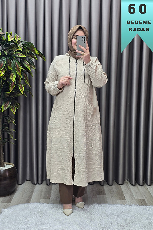 Women's Clothing Plus Size Embossed Printed Hooded Bag Cap with Pockets