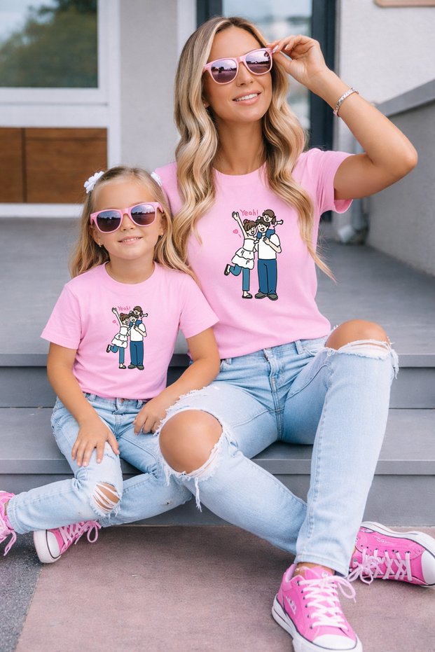 Mother-Daughter Matching Oversize T-Shirt Twin T-Shirt 100% Cotton Comfortable Fit (Single Price)
