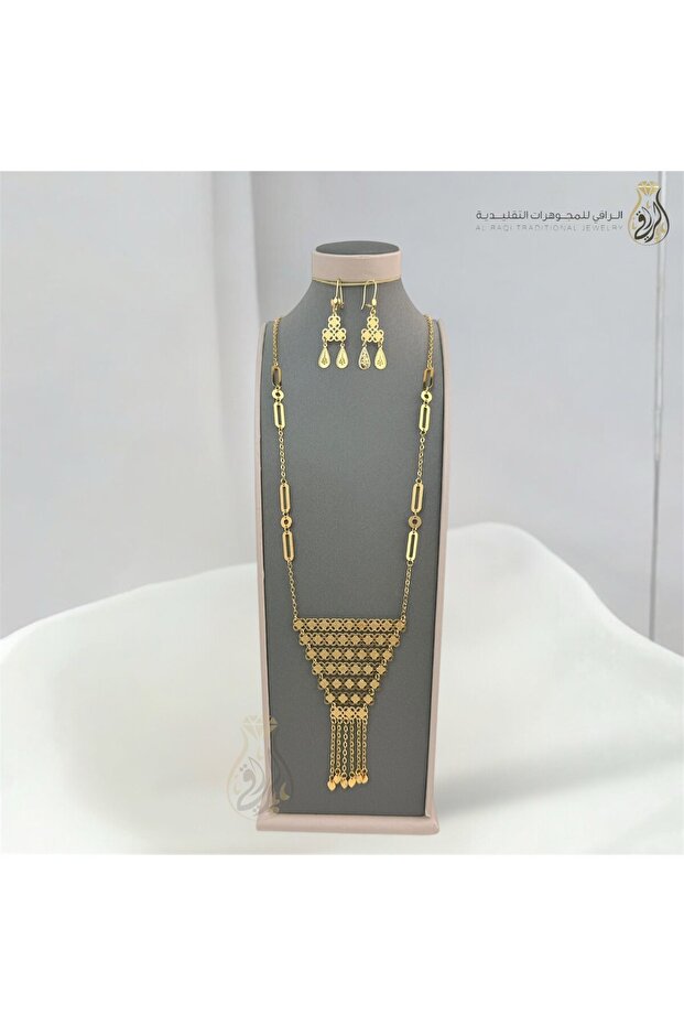 عقد بديل الذهب بتعليقة هندسية متدرجة