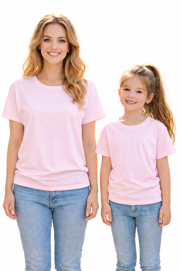 Mother Daughter Combination Plain Oversize T-Shirt Twin T-Shirt 100% Cotton Comfortable Fit (Single Price)