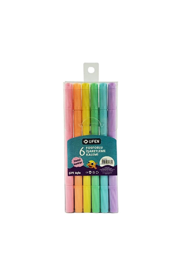 Double Ended 6-Piece Pastel Colors Ufen Highlighter - Felted Pen