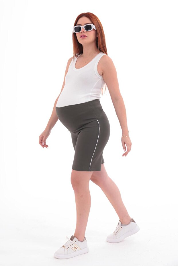 Stripe Detailed Palazzo (Comfortable Fit) Maternity Bermuda Shorts
