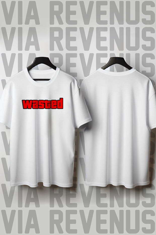 Wasted Printed Loose Fit 100% Cotton Unisex Tshirt