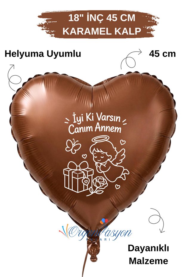 18 Inch Brown Heart Foil Balloon | It's Good That You'Re Here, My Dear Mom | Mother's Day Gift