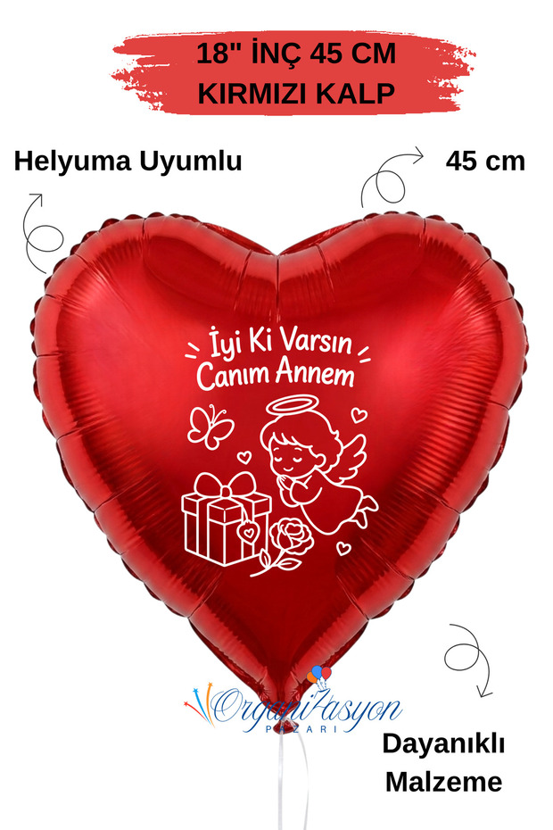 18 Inch Red Heart Foil Balloon | It's Good That You'Re Here, My Dear Mom | Mother's Day Gift