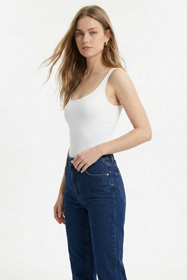 Ecru U-Neck Undershirt 5087 - 2