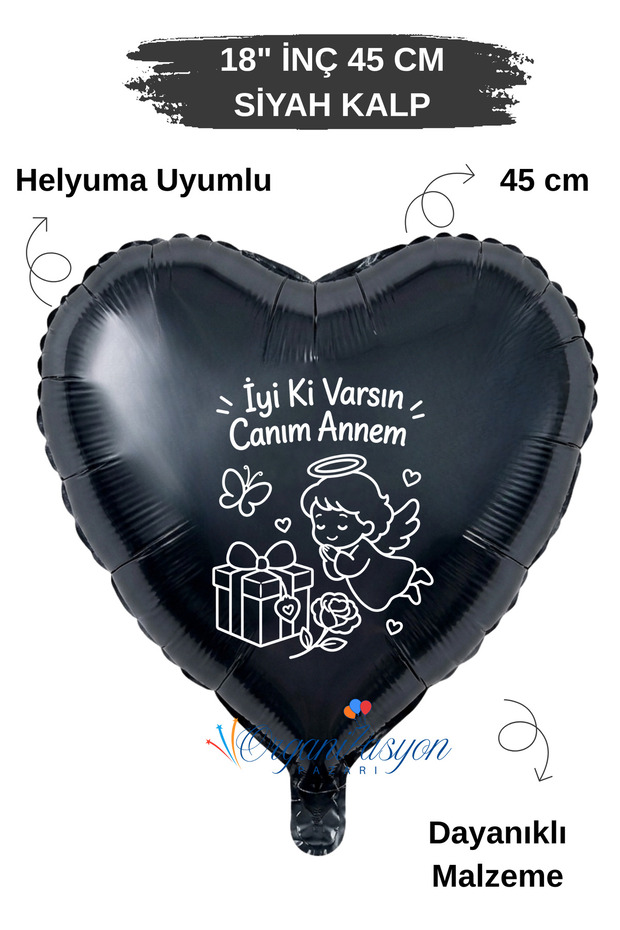 18 Inch Black Heart Foil Balloon | It's Good That You'Re Here, My Dear Mom | Mother's Day Gift