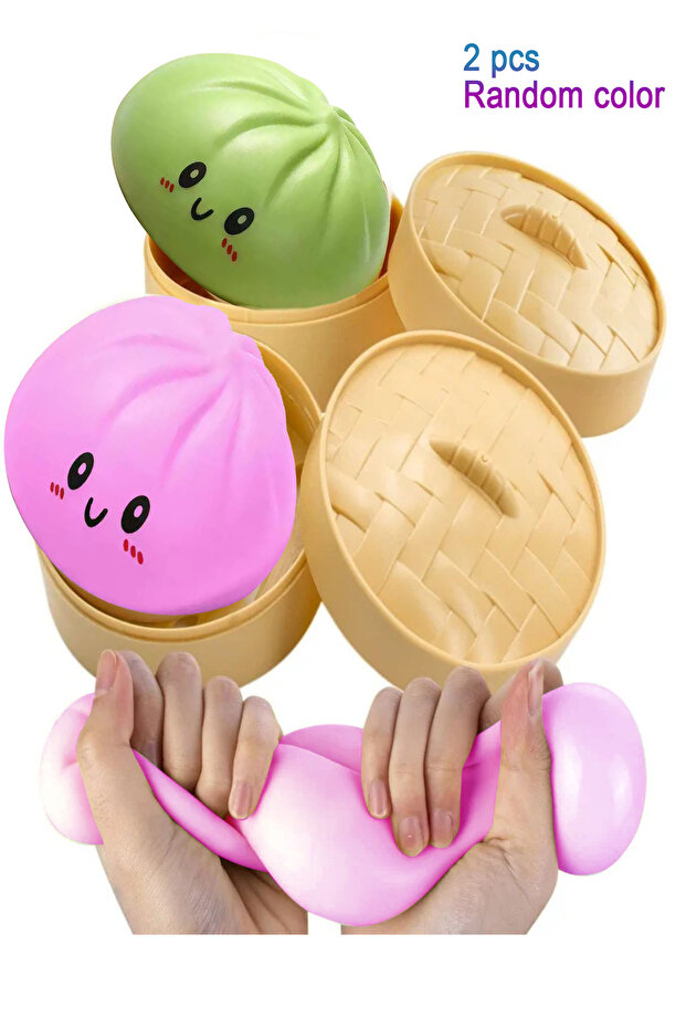 2 PCS Dumpling Squishy Dumpling Stress Ball Steamed Stuffed Bun Stress Relief Squeezing Bun Toys