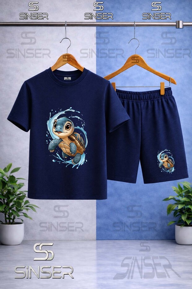 Children's Karette Karetta in the Water Printed Crew Neck T-Shirt - Shorts Set