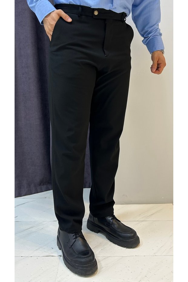 Slim Tapered Fit Fabric Trousers