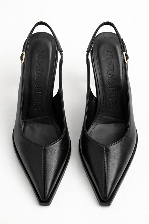 Women's Pointed Toe Stylish Heeled Stiletto Shoes Non-Slip Sole Black