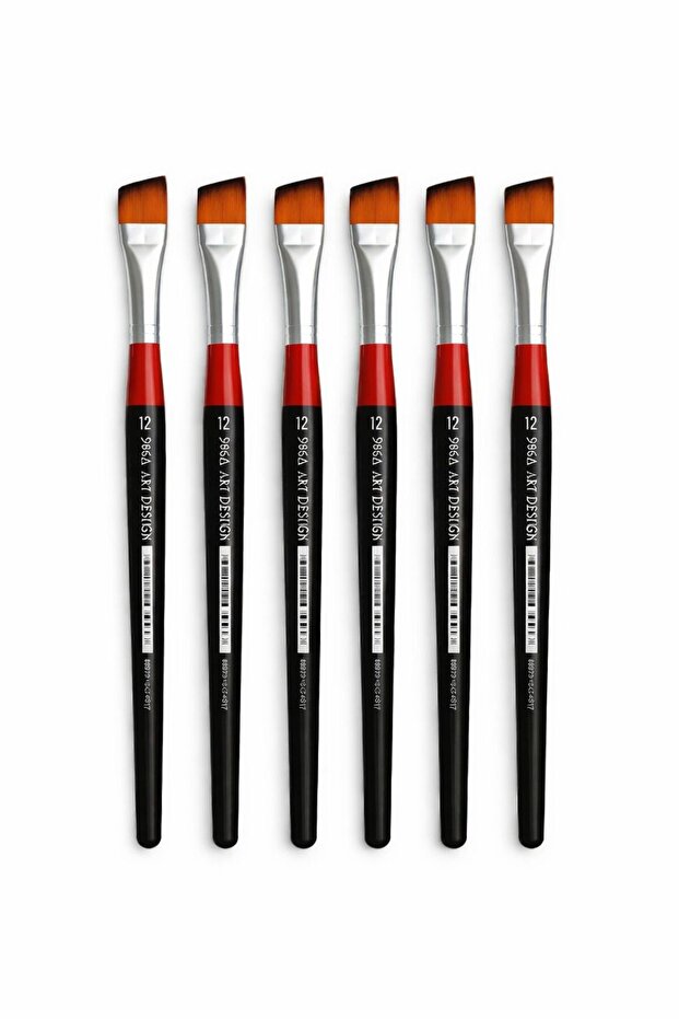 Stroke Paint Brush 6-Piece Side Cut Synthetic Bristle No:12