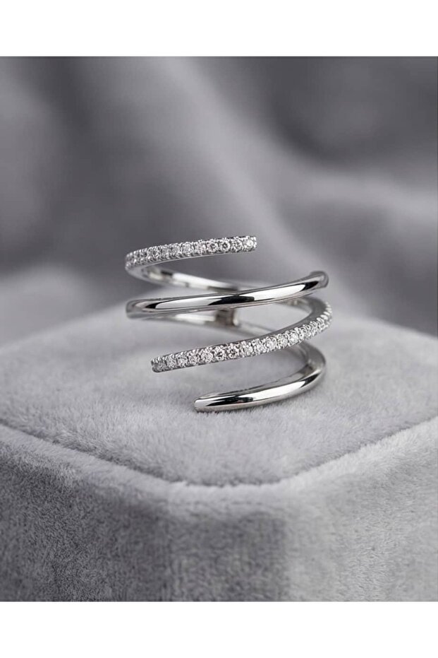 Trilixa Inlaid Zircon Stone Multi-Spiral Adjustable Ring