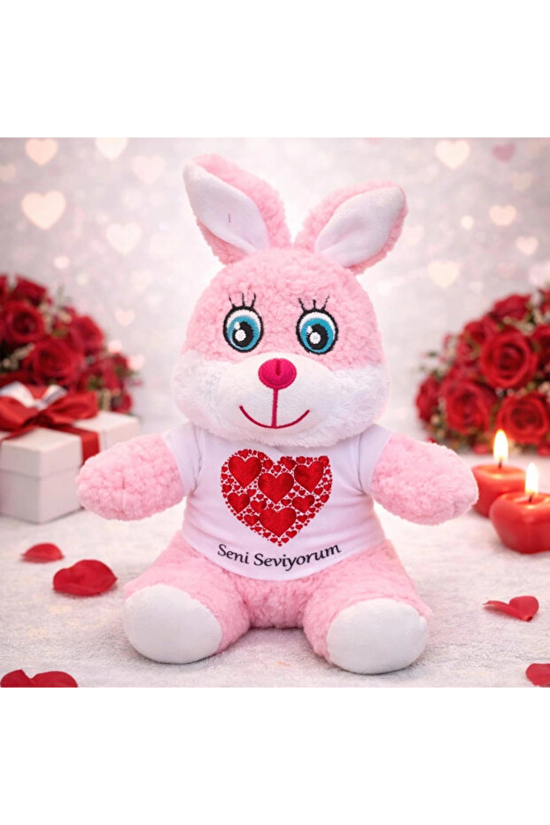 I Love You T-Shirt Pink Plush Rabbit