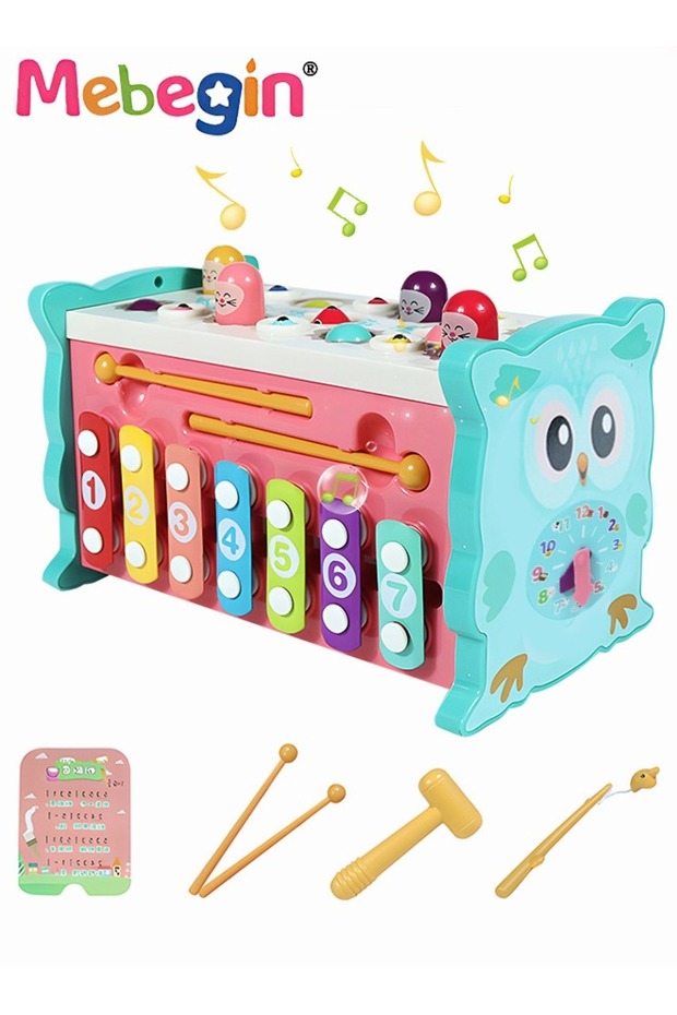 Educational Hammering Toys Sensory Fishing Games Xylophone Shape Sorter Busy Toy 10 in 1 Hexahedron