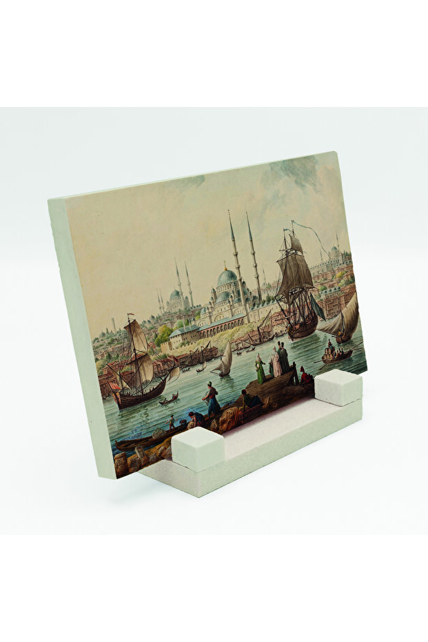 18Th Century Istanbul Golden Horn Harbor and New Mosque Printed Stone Tabletop 10X15 5G-Yc18