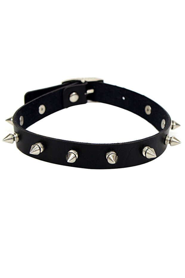 black 2023 Punk PU Leather Lock Key Heart Round Spike Rivet Collar Studded Choker Necklace Body Birt
