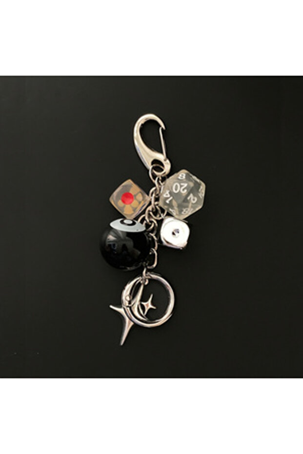 WHITE Black Dice Billiards Keychain Hiphop Lucky Dice Y2K Pendant Bag Charm Punk Cool Jewelry Access