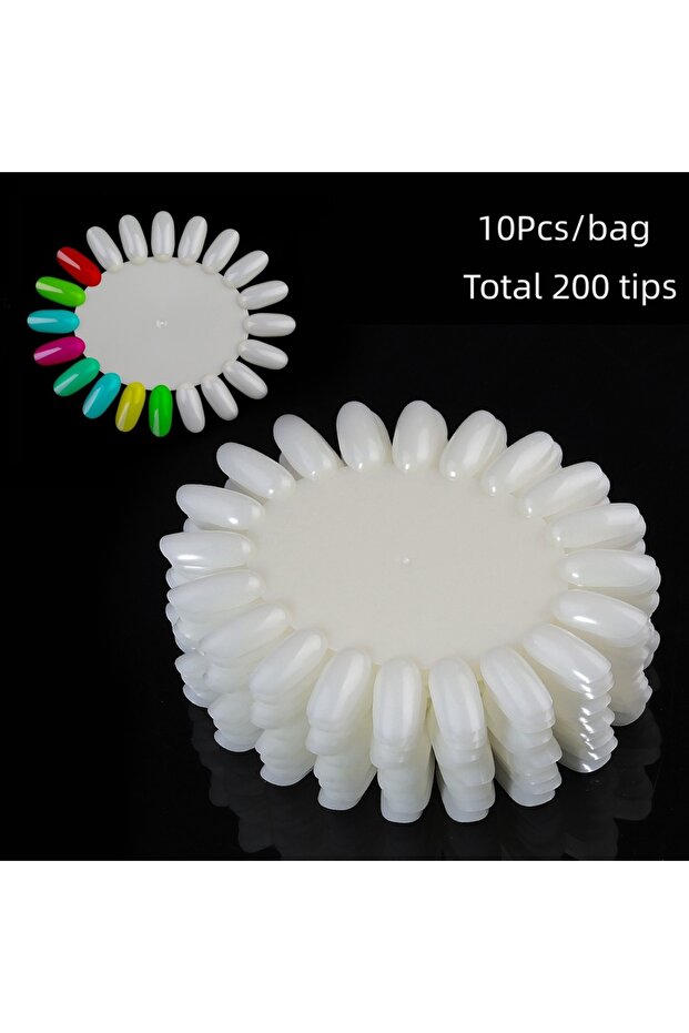 Natural 10pcs 10pcs/bag False Nail Tips Display Chart Acrylic Gel Polish Palette Wheel Nail Art Tips