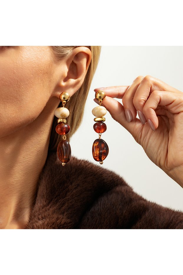 Style 3 SHIXIN Vintage Resin Acrylic Geometric Pendant Earrings for Women Bohemia Round Water Drople