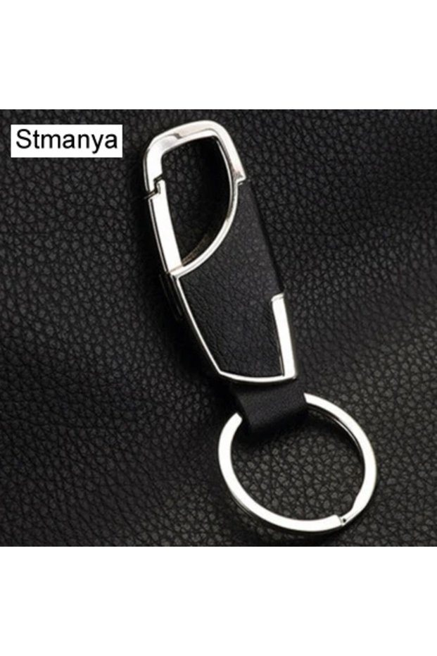 Black1 Fashion Leather key Chain New Men Women Metal Waist Hanging KeyChain Best Gift Key Ring jewel