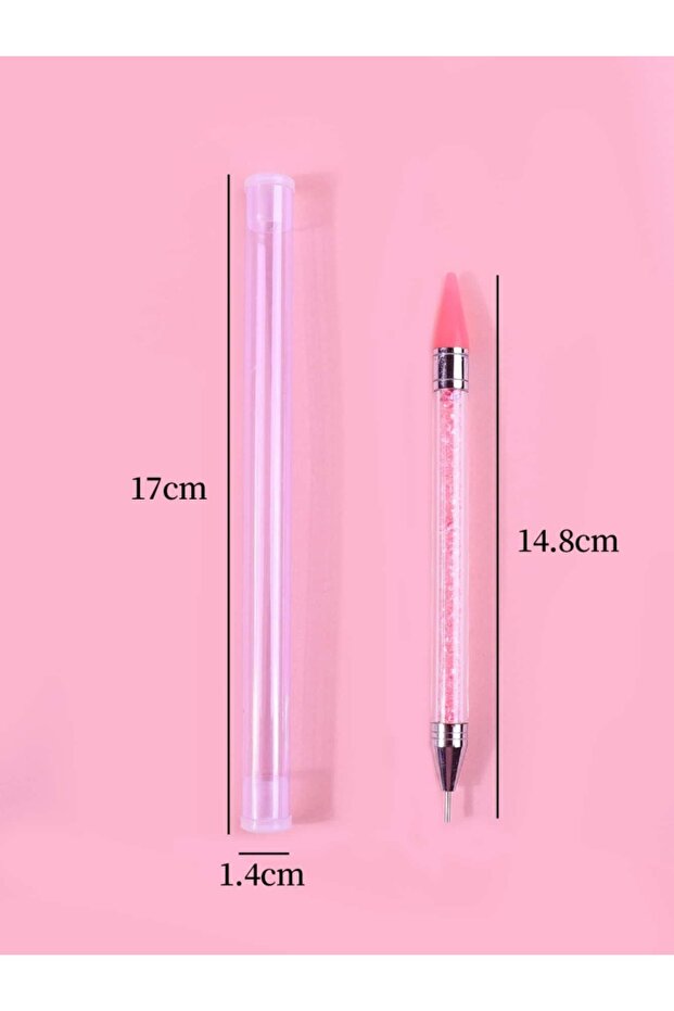 1pcs pink 1pc Wax Nail Rhinestone Picker Dotting Pen Dual-ended Wax Pencil For Rhinestones Tip Cryst