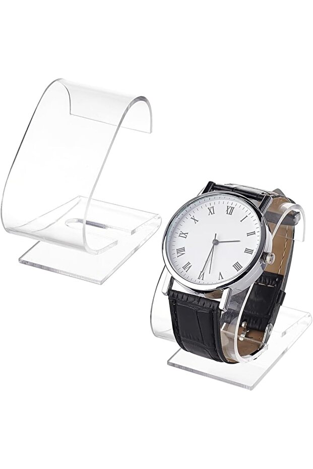AECH07-06784 2pcs Clear Watch Stand 2.4 x 2.4 x 1.3 inch Single Watch Holder Display Acrylic Bracele