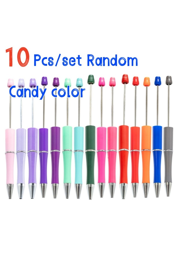 Candy color 5/10 Pcs Mixed Beaded Ballpoint Pen Creative Beadable Pen Wedding Party Guest Gift Guest