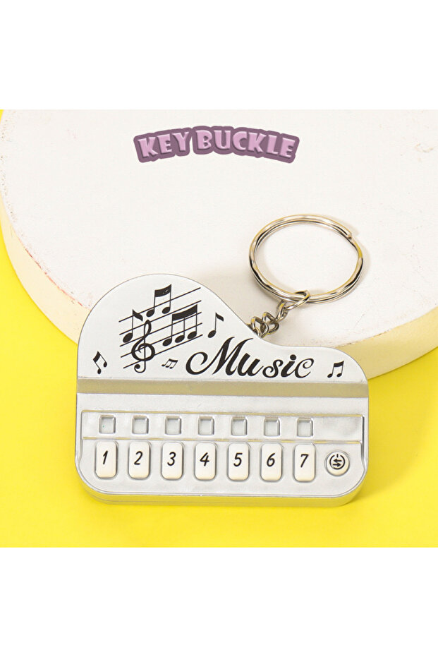 silvery 1 Pcs Creative Mini Electronic Piano Keychain Pendant Luminous Music Toy Small Gift