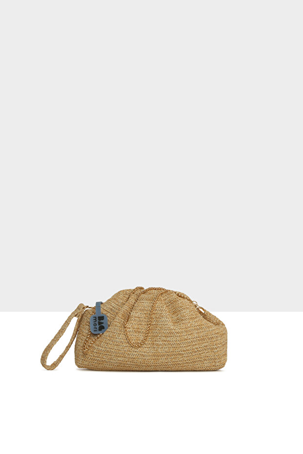 Cream Women's Scholarship Pleated Straw Bag M000008725
