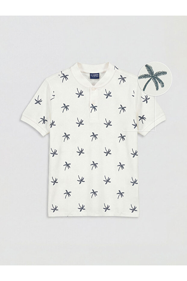 Ecru Judge Collar Patterned Boys' T-Shirt from Güli̇s Gi̇yi̇m