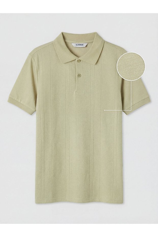 Giyçık Storeden Khaki Polo Collar Textured Boys' T-Shirt