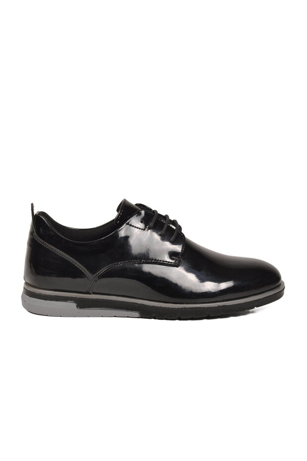 Black Patent Leather Lace-Up Men's Classic Shoes