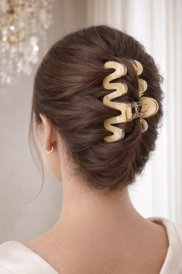 Marble Patterned Stylish Strong Grip Bone Hairpin