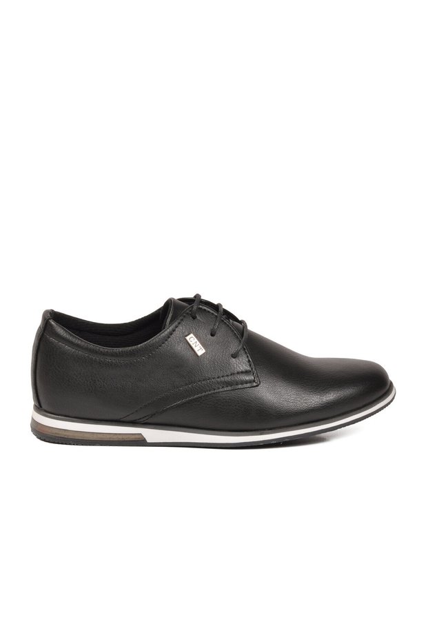 Black and White Lace-Up Men's Casual Shoes