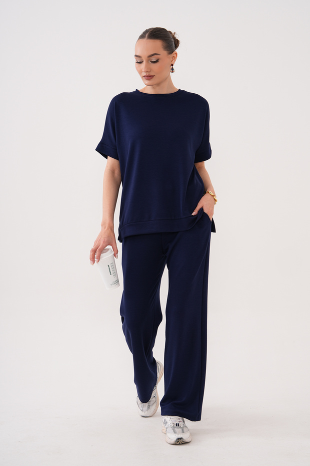 Slit Sleeve Cuffed Crystal Fabric Set