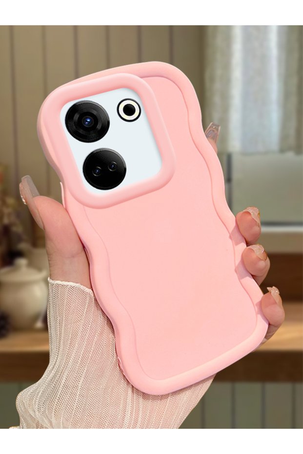 For Tecno Camon 20 Compatible Shockproof Simple Pink Silicone Phone Case