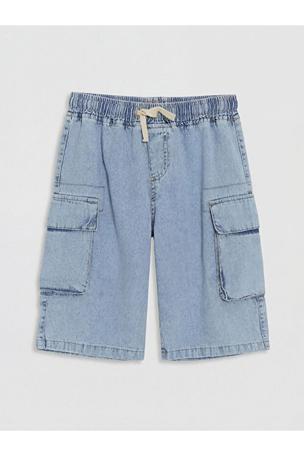 Rmz Gi̇yi̇m Farkiyla Boys' Cargo Jean Shorts with Waist Drawstring