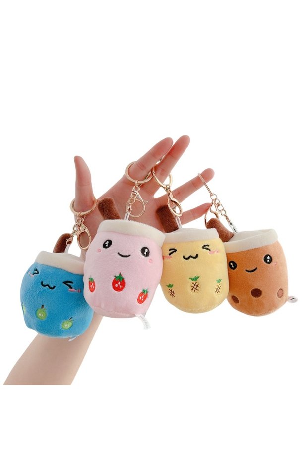 Breloc cu Bubble Tea, set 4 buc, poliester, multicolor