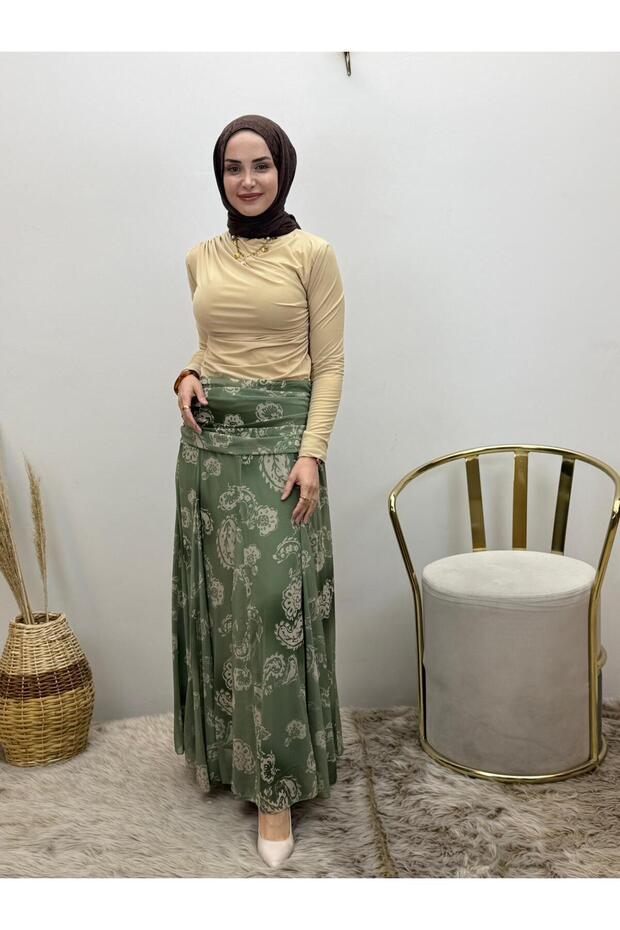 Lined Patterned Skirt
