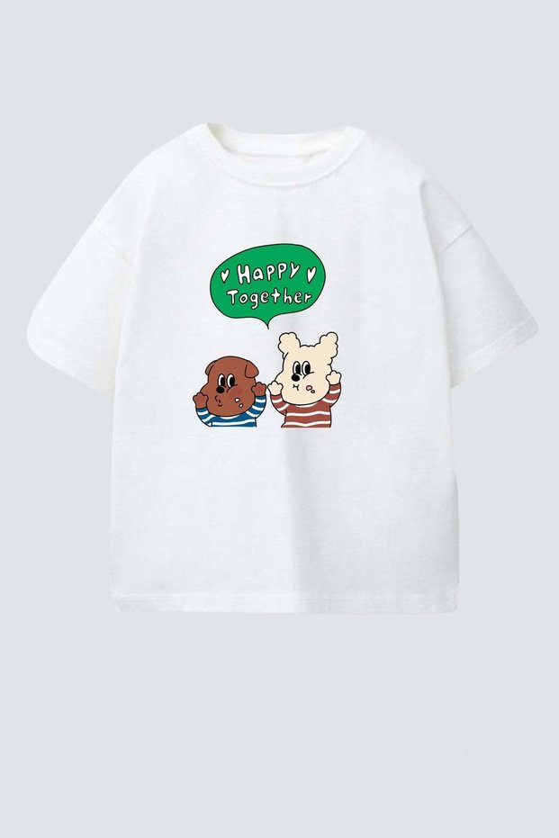 Unisex Kids Cotton Crew Neck Printed T-Shirt