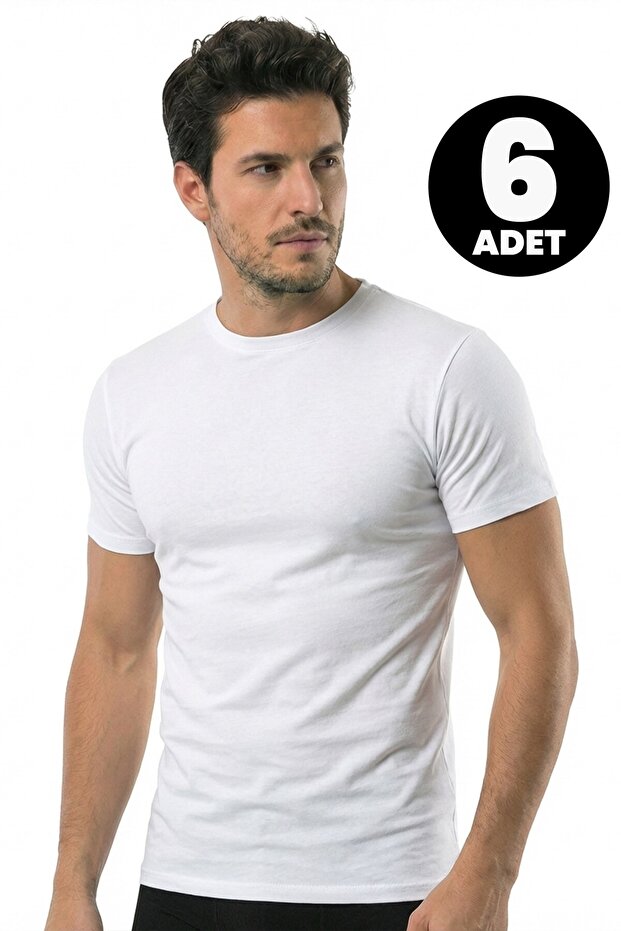 6-Pack Men's T-Shirts with Closed Collar and Half Sleeves (100% Cotton)