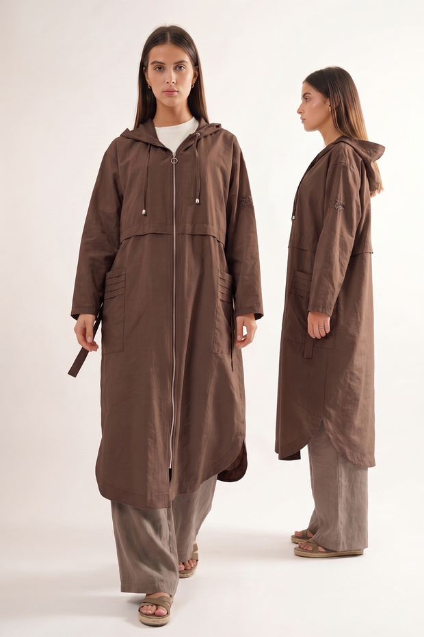 Pocket Pleated Safari Cap with Metal Buckle 821 Brown