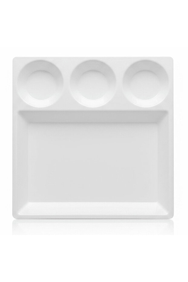 White Square Melamine 4 Portion Serving Plate 30 cm