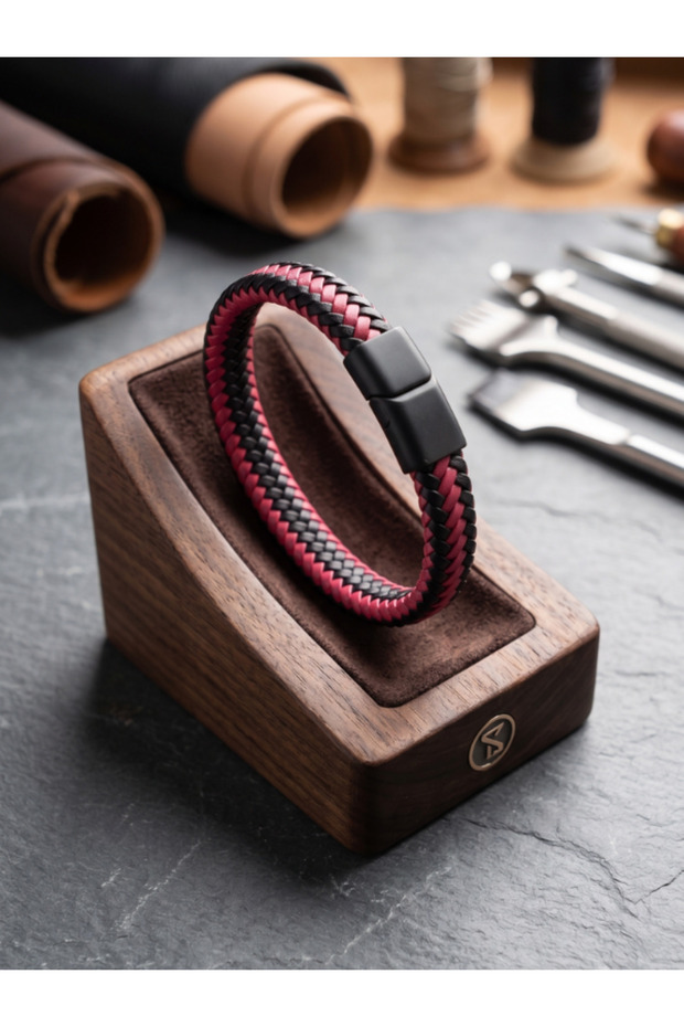 Magnetic Leather Hand Knitted Bracelet Father's Day Gift
