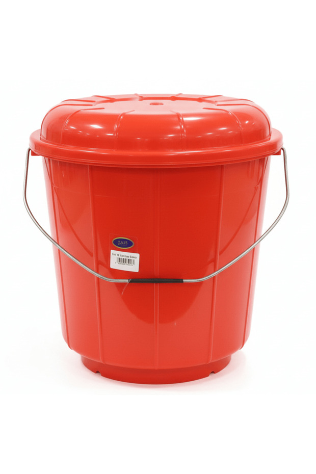 Plastic Bucket with Lid – 22 L – Red – High Capacity Plastic Bucket for Home, Bathroom