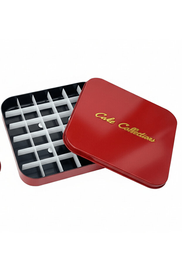Square Red Premium Metal Cake Box with Strong Structure for Bakery Packaging