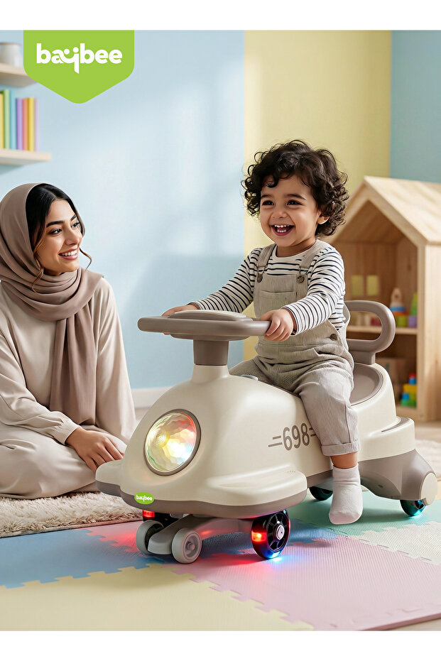 Flyer Swing Car with LED Wheels, Music & Backrest, Ride-On Toy Kids 3–8 Years
